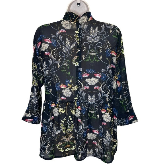 Lucca keyhole front floral blouse boho women’s small - Picture 2 of 8